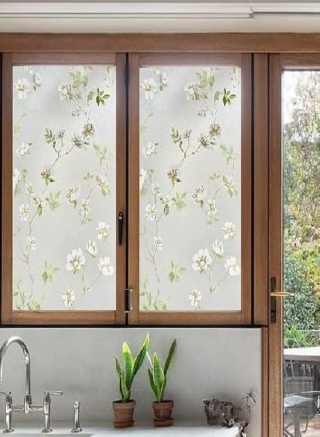 SUNBIRD Frosted Glass Window Film Decorative Non-Adhesive Bathroom Privacy Stained Glass Window Sticker for Home and Office, (24in x 10 ft, Jasmine White) - Image 2